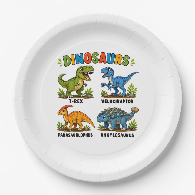 Dinosaur Species Learning for Kids Paper Plate (Front)