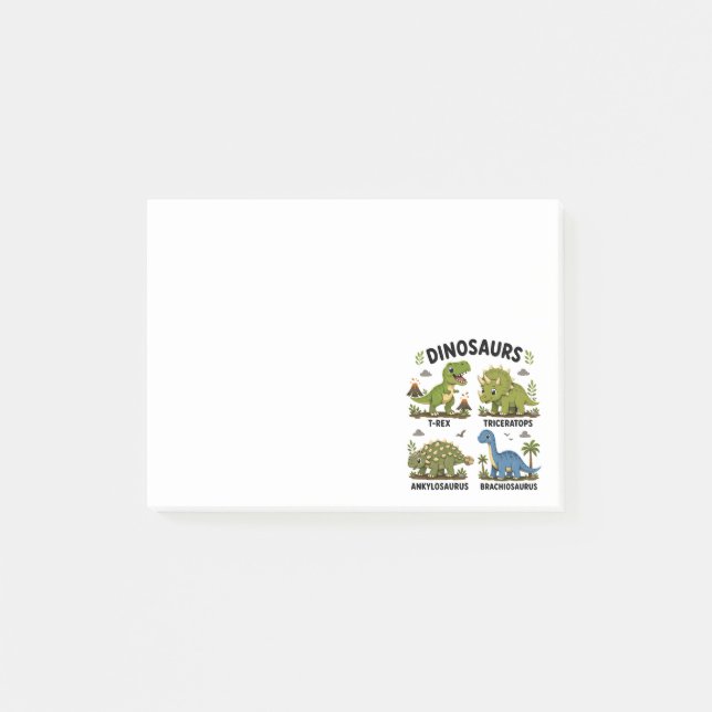 Dinosaur Species Learning for Kids Post-it Notes (Front)