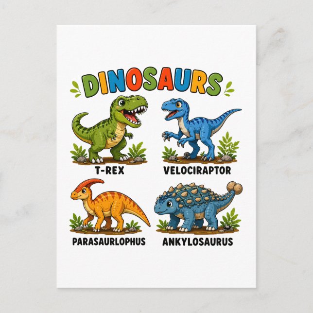Dinosaur Species Learning for Kids Postcard (Front)