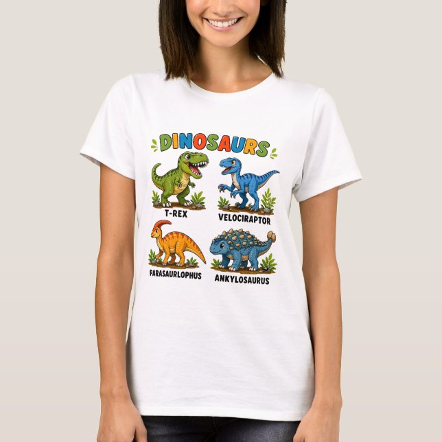 Dinosaur Species Learning for Kids T-Shirt (Front)