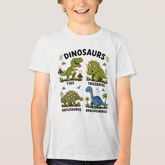 Dinosaur Species Learning for Kids Tri-Blend Shirt (Front)