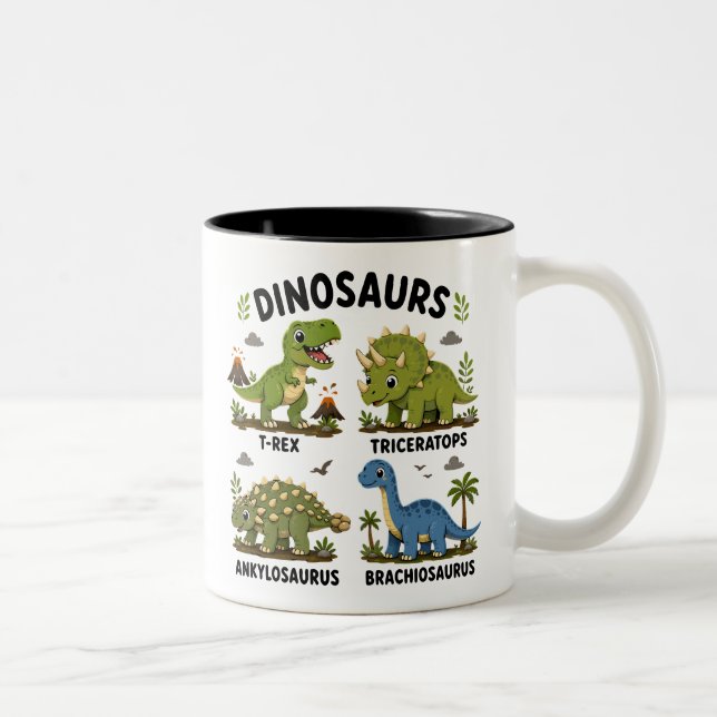 Dinosaur Species Learning for Kids Two-Tone Coffee Mug (Right)