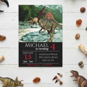 Dinosaur Spinosaurus Landscape Birthday party Invitation