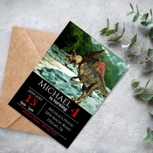 Dinosaur Spinosaurus Landscape Birthday party Invitation