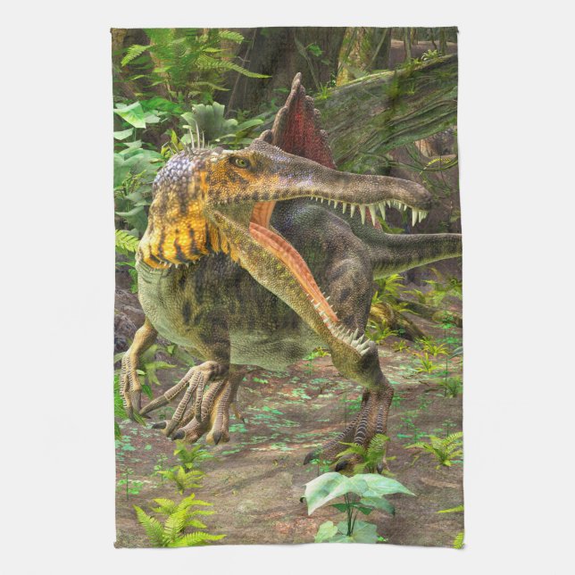 Dinosaur Spinosaurus Tea Towel (Vertical)