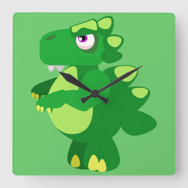 Dinosaur Square Wall Clock (Front)