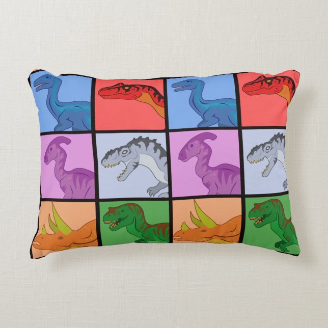 Dinosaur Squares Decorative Cushion (Front)