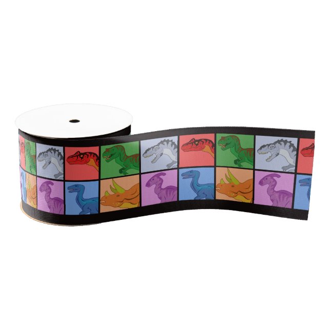 Dinosaur Squares Grosgrain Ribbon (Spool)