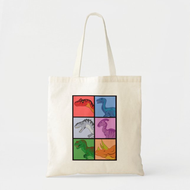 Dinosaur Squares Tote Bag (Front)