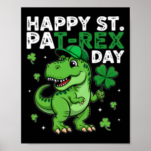 Dinosaur St Patricks Day Lucky Shamrock Irish Boys Poster