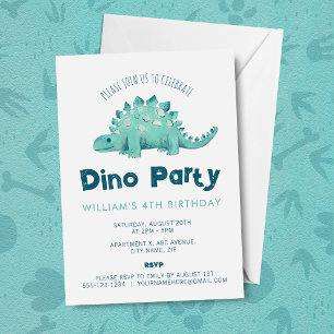 Dinosaur Stegosaurus Boys Birthday Invitation