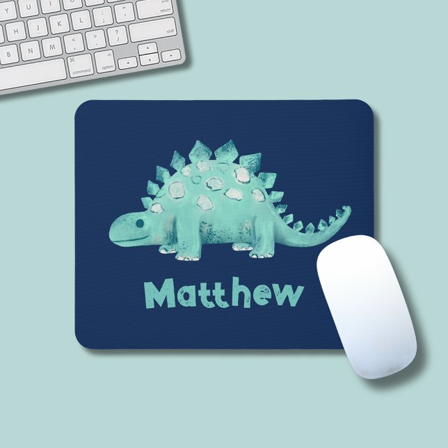 Dinosaur Stegosaurus First Name Mouse Pad (Stegosaurus dinosaur mouse mat pad with personalized name)