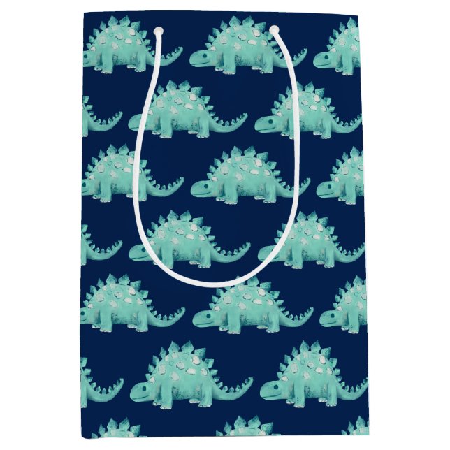 Dinosaur Stegosaurus Kids Birthday Medium Gift Bag (Front)