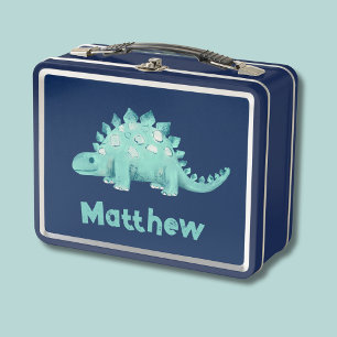 Dinosaur Stegosaurus Named Kids Metal Lunch Box