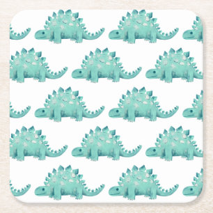 Dinosaur Stegosaurus pattern Square Paper Coaster