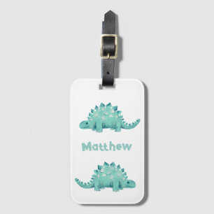 Dinosaur Stegosaurus Personalised Name Luggage Tag