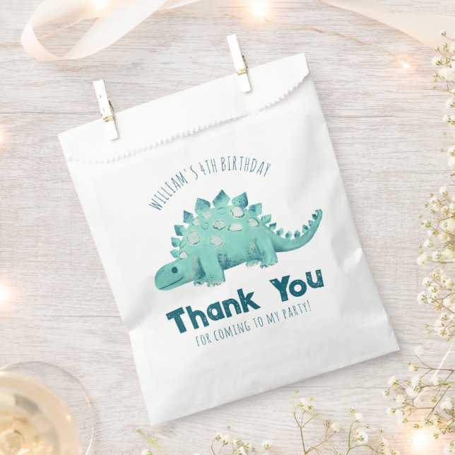 Dinosaur Stegosaurus Thank you Boys Birthday Party Favour Bags (Clipped)