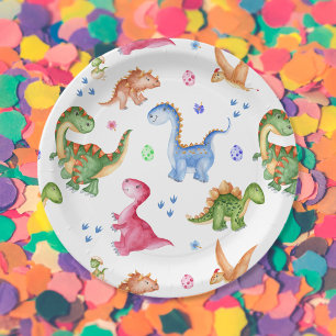 Dinosaur Stomp Chomp Rawr Birthday Party Paper Plate