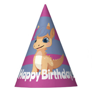Dinosaur Striped Birthday Party Hat