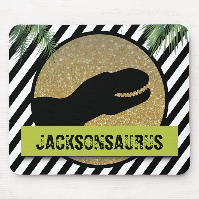 Dinosaur striped monogram mouse pad (Front)