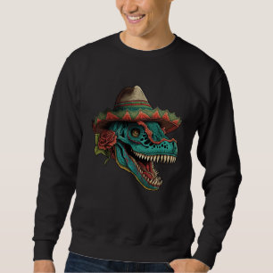 Dinosaur Sugar Skull Sombrero Mexican Cinco de may Sweatshirt