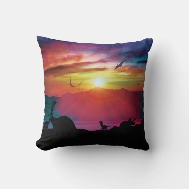 Dinosaur Sunset Cushion (Front)
