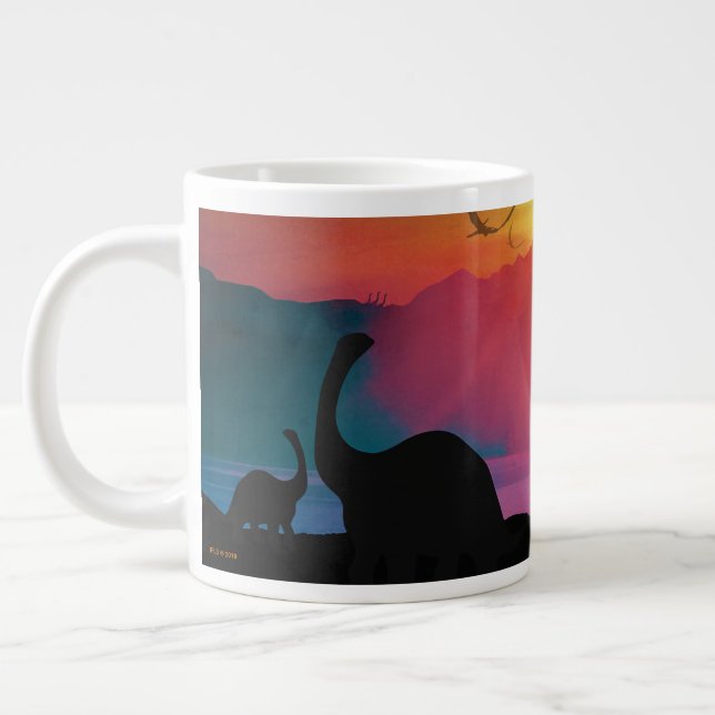 Dinosaur Sunset Large Coffee Mug (Left)