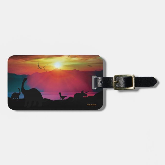 Dinosaur Sunset Luggage Tag (Front Horizontal)
