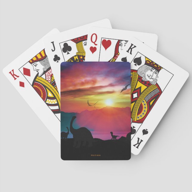 Dinosaur Sunset Playing Cards (Back)