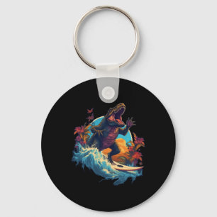 Dinosaur Surfboard Beach Surf Surfer Dinosaur T Re Key Ring