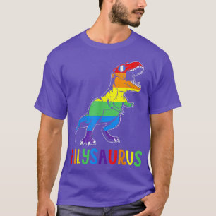 Dinosaur T Re LGBT Gay Pride Flag Allysaurus Ally T-Shirt