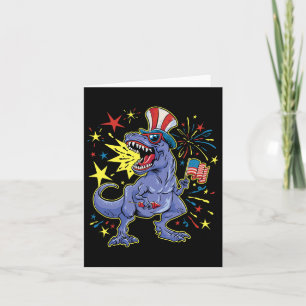 Dinosaur T-rex 4th Of July Celebrating Independenc Card
