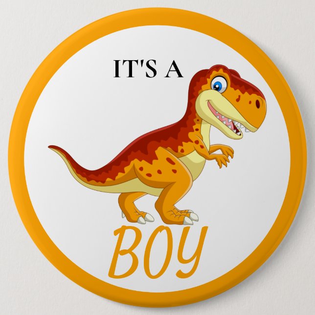 Dinosaur T Rex Baby Shower Boy  6 Cm Round Badge (Front)