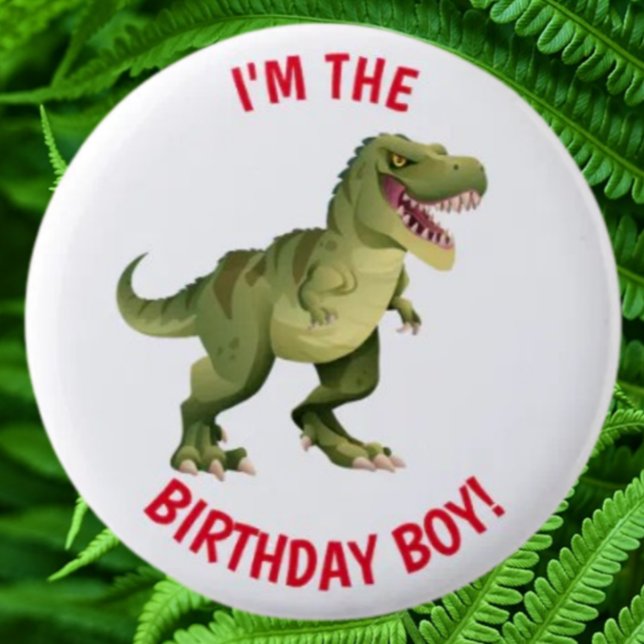 Dinosaur T Rex BIRTHDAY Boy 6 Cm Round Badge (Cute Birthday Jurassic Dinosaur Collection/Pin Set)