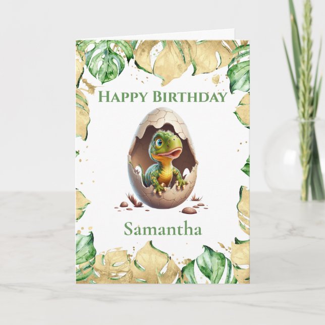 Dinosaur T Rex Birthday Cute Jurassic Card (Front)