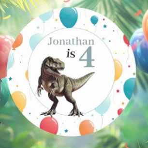 Dinosaur T Rex Birthday Grey Round Paper Coaster
