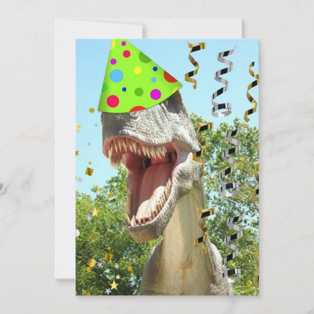 Dinosaur T-Rex Birthday Invites (Front)