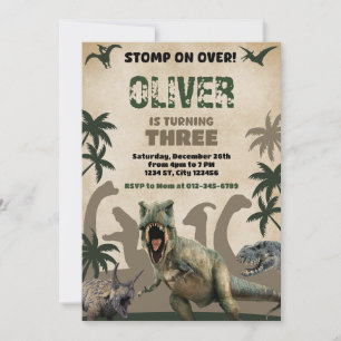 Dinosaur T-Rex Birthday Party Wild Dinosaur Invitation