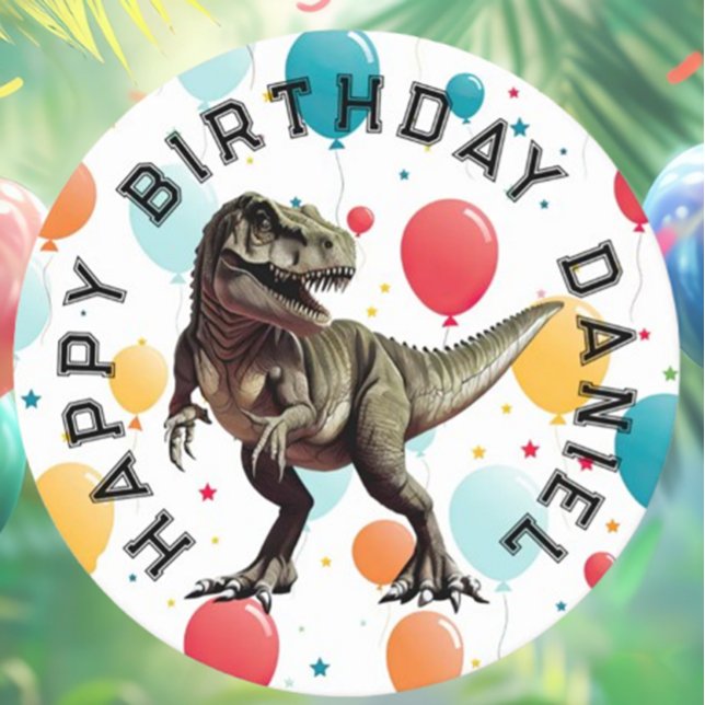 Dinosaur   T=REX  BIRTHDAY Round Paper Coaster (Check Out Our T-REX Birthday Coasters!)