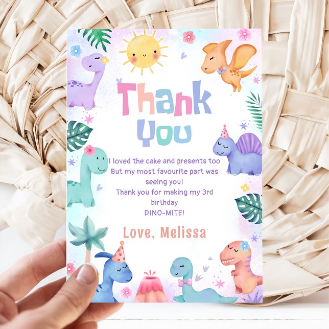 Dinosaur T-Rex Birthday Thank You Card (Creator Uploaded)
