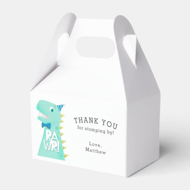 Dinosaur T Rex Birthday Thank You Favour Box (Front Side)