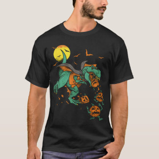 Dinosaur T Rex Boo Halloween Boys Pumpkin Matching T-Shirt