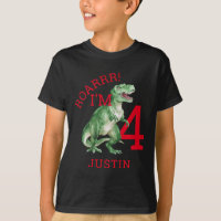 Dinosaur T Rex Boy's 4th Birthday T-Shirt