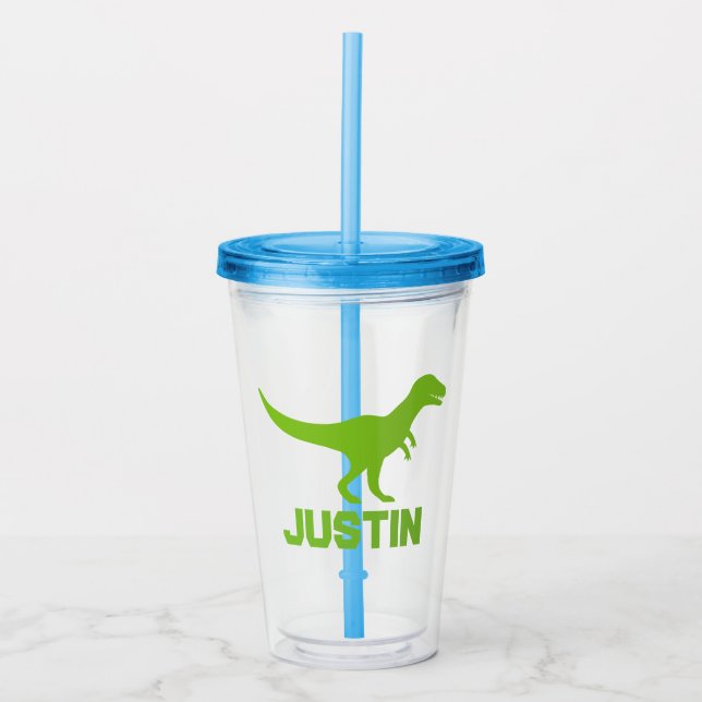 Dinosaur t-rex boy's Birthday party Acrylic Tumbler (Front)