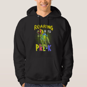 Dinosaur T Rex Boys Roaring Into Pre-k Back to Sch Hoodie