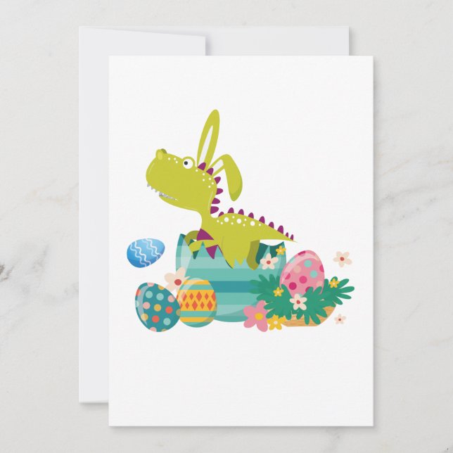 Dinosaur T-Rex Bunny Easter Egg Funny Gifts Holiday Card (Front)