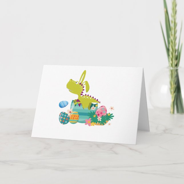 Dinosaur T-Rex Bunny Easter Egg Funny Gifts Holiday Card (Front)
