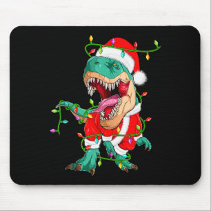 Dinosaur T-rex Christmas Lights Funny Santa Cute A Mouse Pad