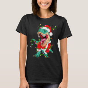 Dinosaur T-rex Christmas Lights Funny Santa Cute A T-Shirt