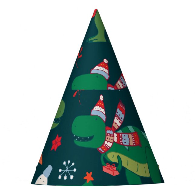 Dinosaur T-Rex: Christmas New Year. Party Hat (Front)